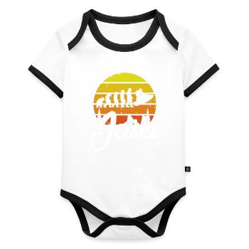 Evolution Of Jetski Vintage Water Sports Jet Boat - Organic Baby Contrasting Bodysuit - white/black  - Front
