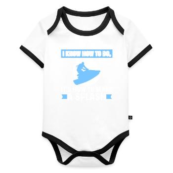 Jetski Jet Boat Extreme Sports Know How To Make Splash - Organic Baby Contrasting Bodysuit - white/black  - Front