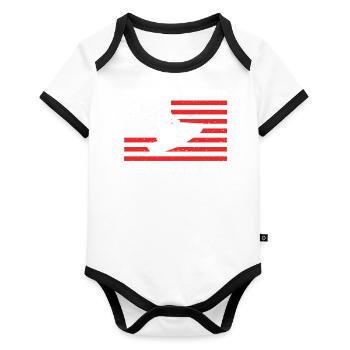 Jetski Adventure Holiday USA Flag Jet Boat - Organic Baby Contrasting Bodysuit - white/black  - Front