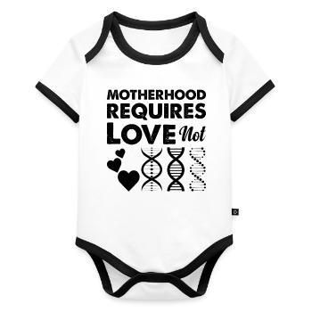 Motherhood requires love, not genetic - Organic Baby Contrasting Bodysuit - white/black  - Front