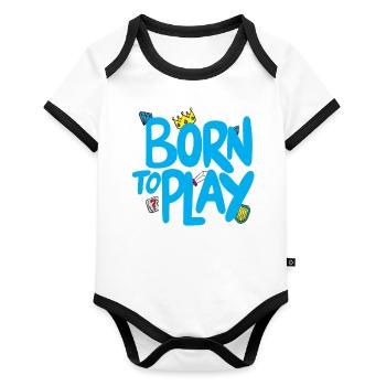 Born to Play Games Outfit - Organic Baby Contrasting Bodysuit - white/black  - Front
