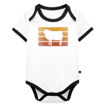 Let's Go Butin' Mutton Vintage Sheep Gift - Organic Baby Contrasting Bodysuit - white/black  - Front