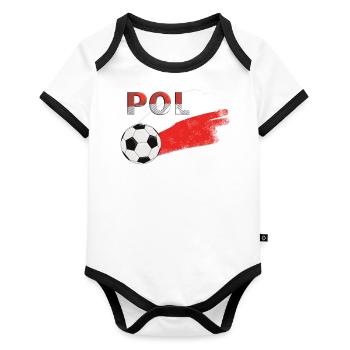 Drapeau Pologne - Body Bébé bio contrasté manches courtes - blanc/noir  - Devant