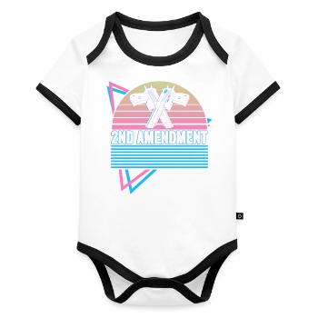2. Retro Amendment to the Constitution - Organic Baby Contrasting Bodysuit - white/black  - Front