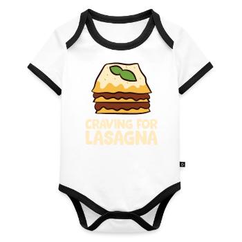 Lasagne - Craving for Lasagna - Body Bébé bio contrasté manches courtes - blanc/noir  - Devant