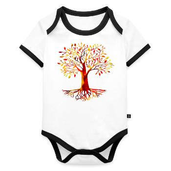 ARBRE DE VIE - YGGDRASIL, CRAN BETHADH - Body Bébé bio contrasté manches courtes - blanc/noir  - Devant