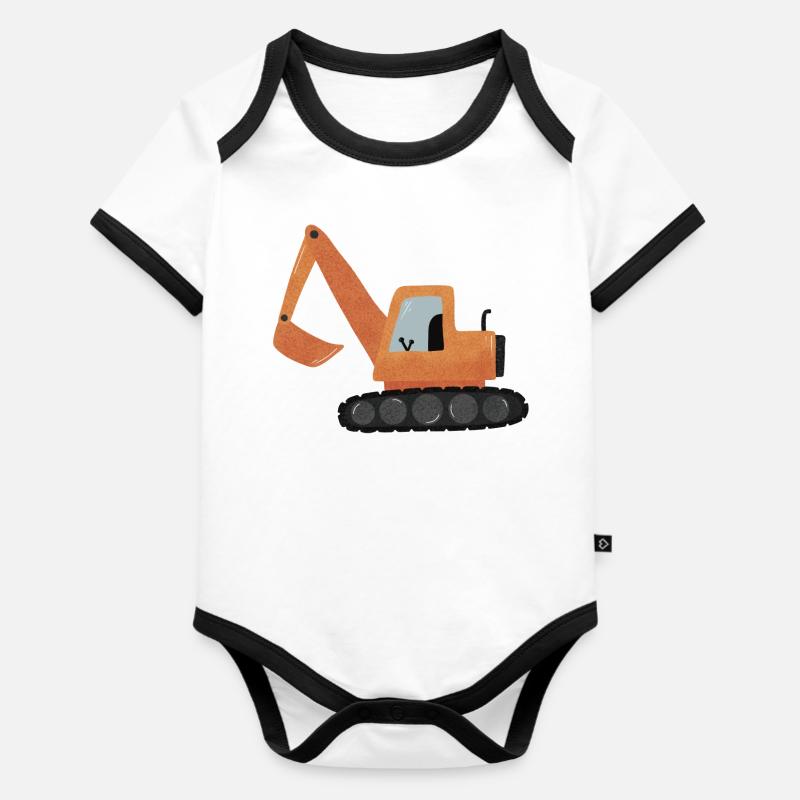 Bagger - Baby Bio-Kurzarm-Kontrastbody - Weiß/Schwarz