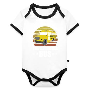 All Aboard The Struggle Bus Vintage Bus Driver - Organic Baby Contrasting Bodysuit - white/black  - Front