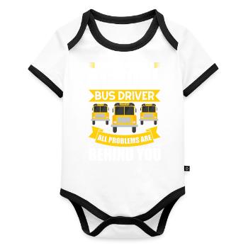 Schulbusfahrer Busfahrer Busreisen Geschenk - Baby Bio-Kurzarm-Kontrastbody - Weiß/Schwarz  - Vorne