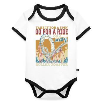 Vintage Looping Roller Coaster Ride Cadeau - Body Bébé bio contrasté manches courtes - blanc/noir  - Devant