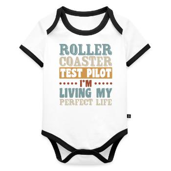 Vintage Roller Coaster Test Pilot Perfect Life - Body Bébé bio contrasté manches courtes - blanc/noir  - Devant