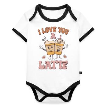 I love you retro Valentines - Organic Baby Contrasting Bodysuit - white/black  - Front