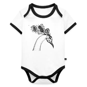 Schöner Vogel - Baby Bio-Kurzarm-Kontrastbody - Weiß/Schwarz  - Vorne