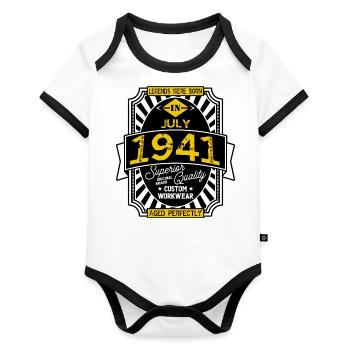 1941 JULY - Organic Baby Contrasting Bodysuit - white/black  - Front