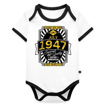 1947 JULY - Organic Baby Contrasting Bodysuit - white/black  - Front