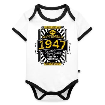 1947 SEPTEMBER - Organic Baby Contrasting Bodysuit - white/black  - Front