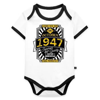 1947 OCTOBER - Organic Baby Contrasting Bodysuit - white/black  - Front