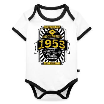 1953 DECEMBER - Organic Baby Contrasting Bodysuit - white/black  - Front