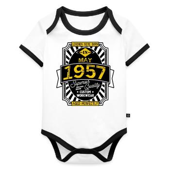 1957 MAY - Organic Baby Contrasting Bodysuit - white/black  - Front