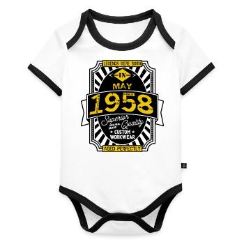 1958 MAY - Organic Baby Contrasting Bodysuit - white/black  - Front