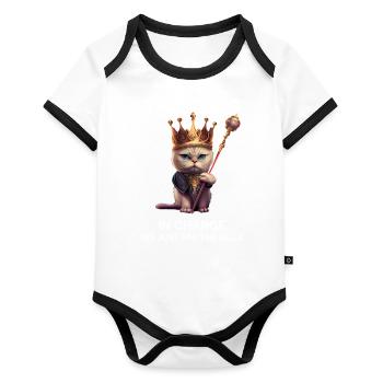 Proud Cat Owner - Organic Baby Contrasting Bodysuit - white/black  - Front