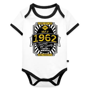 1962 MAY - Organic Baby Contrasting Bodysuit - white/black  - Front