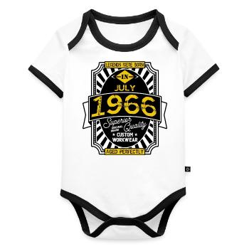 1966 JULY - Organic Baby Contrasting Bodysuit - white/black  - Front