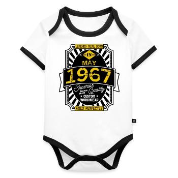 1967 MAY - Organic Baby Contrasting Bodysuit - white/black  - Front