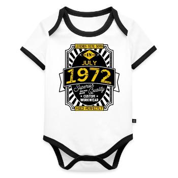 1972 JULY - Organic Baby Contrasting Bodysuit - white/black  - Front
