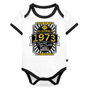 1973 DECEMBER - Body Bébé bio contrasté manches courtes - blanc/noir  - Devant