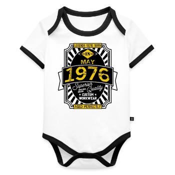 1976 MAY - Organic Baby Contrasting Bodysuit - white/black  - Front