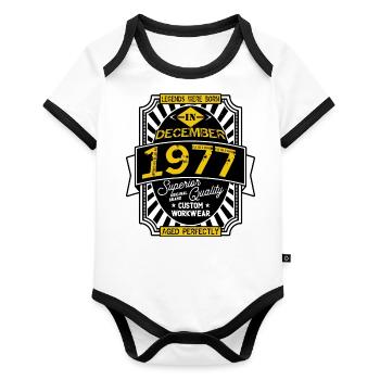 1977 DECEMBER - Body Bébé bio contrasté manches courtes - blanc/noir  - Devant