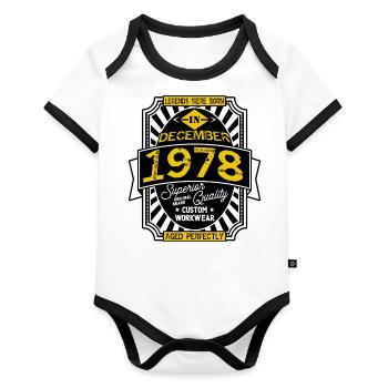 1978 DECEMBER - Body Bébé bio contrasté manches courtes - blanc/noir  - Devant