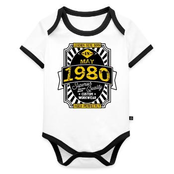 1980 MAY - Organic Baby Contrasting Bodysuit - white/black  - Front