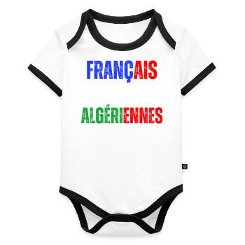 Français De Racines Algériennes Franco Algérien - Body Bébé bio contrasté manches courtes - blanc/noir  - Devant