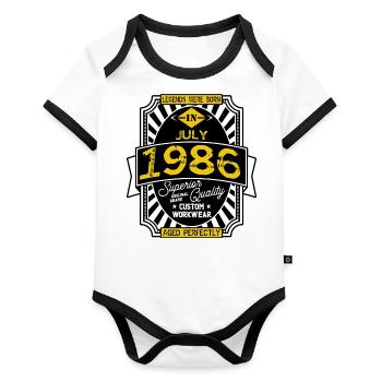 1986 JULY - Organic Baby Contrasting Bodysuit - white/black  - Front