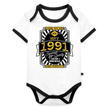 1991 MAY - Organic Baby Contrasting Bodysuit - white/black  - Front