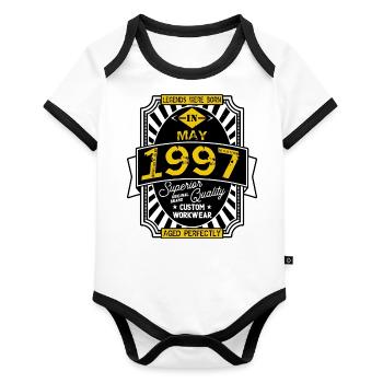 1997 MAY - Organic Baby Contrasting Bodysuit - white/black  - Front