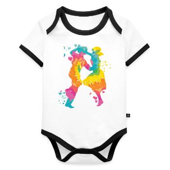 Dancing Swing 60s Boogie Woogie - Organic Baby Contrasting Bodysuit - white/black  - Front