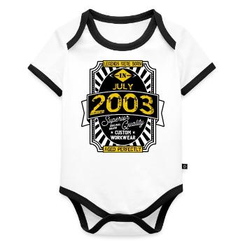 2003 JULY - Organic Baby Contrasting Bodysuit - white/black  - Front