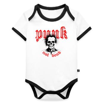 punk not dead - Organic Baby Contrasting Bodysuit - white/black  - Front