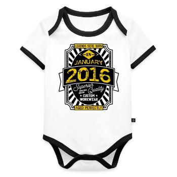 2016 JANUARY - Body Bébé bio contrasté manches courtes - blanc/noir  - Devant