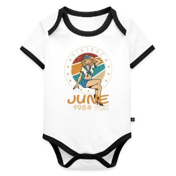 Vintage 1984 - Born In June 1984 - Organic Baby Contrasting Bodysuit - white/black  - Front