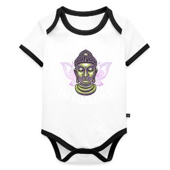 Boeddhisme Boeddha - Baby contrasterend bio-rompertje met korte mouwen - wit/zwart  - Voor