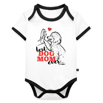 Beste Pudel Mama Poodle Hund - Baby Bio-Kurzarm-Kontrastbody - Weiß/Schwarz  - Vorne