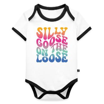 The stupid goose at large - Organic Baby Contrasting Bodysuit - white/black  - Front