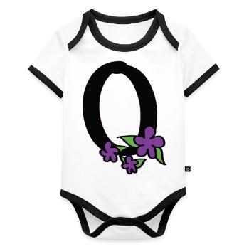 O pour Optimiste - Body Bébé bio contrasté manches courtes - blanc/noir  - Devant