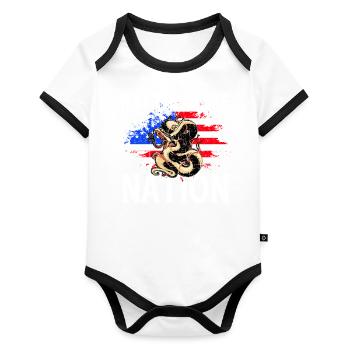 Rattlesnake Nation USA Flag Amphibian Gift - Organic Baby Contrasting Bodysuit - white/black  - Front
