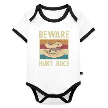 Beware Hurt Juice Retro Rattlesnake Gift - Organic Baby Contrasting Bodysuit - white/black  - Front