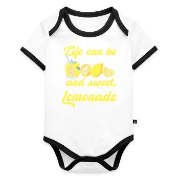 Life Sour Sweet Like Lemonade Fruity Juice - Organic Baby Contrasting Bodysuit - white/black  - Front